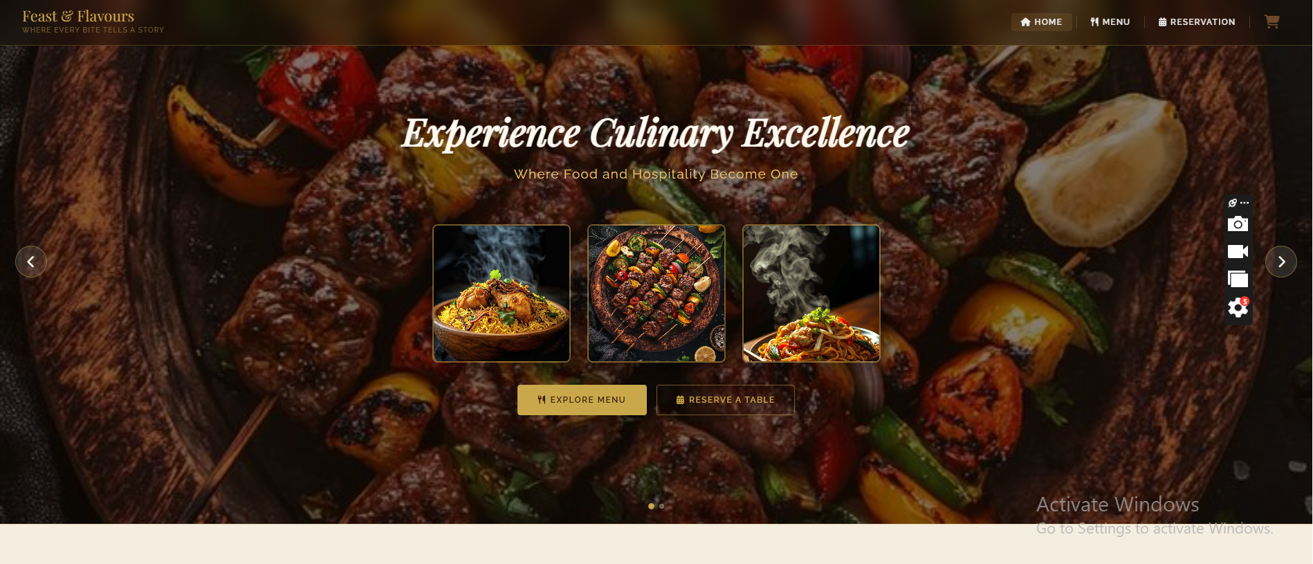 Restaurant online order system screenshot